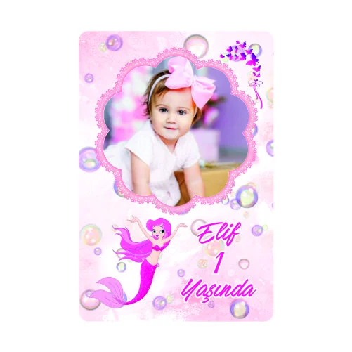 Deniz Kızı Temalı Doğum Günü Magneti